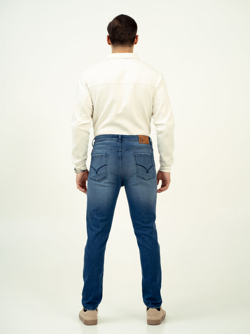 Glacier Blue Damaged Slim Fit Jeans