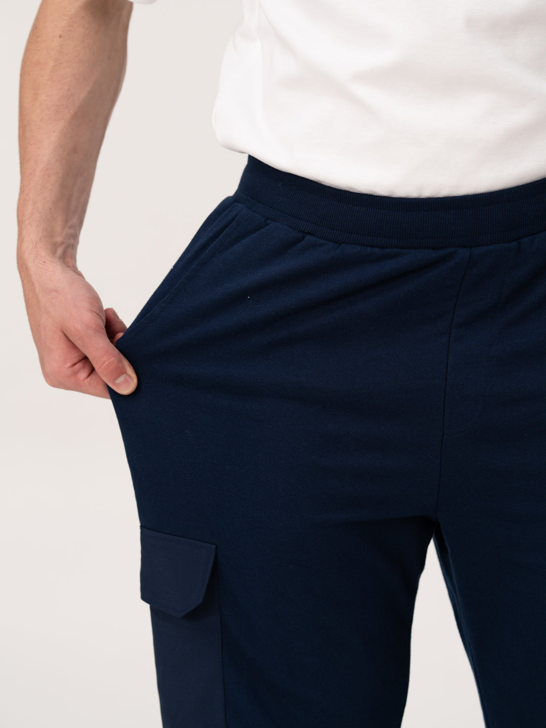Calm Navy Relaxed Fit Cargo Sweatpants