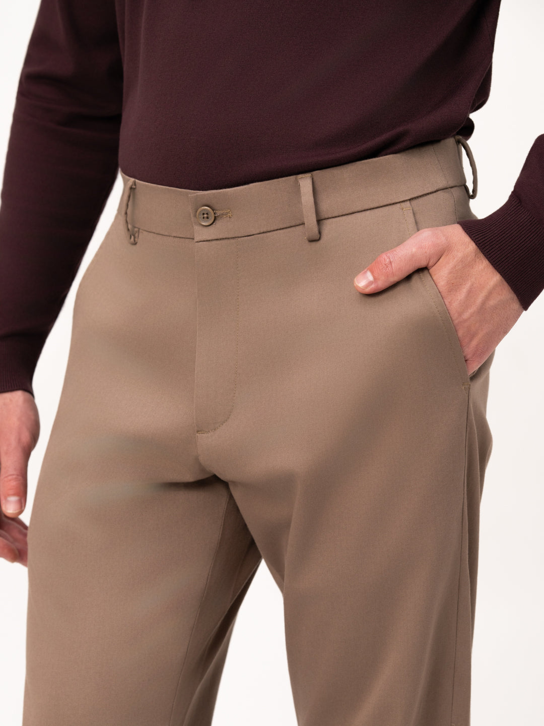 Terranova Khaki Relaxed Fit Stretch Chinos for Men