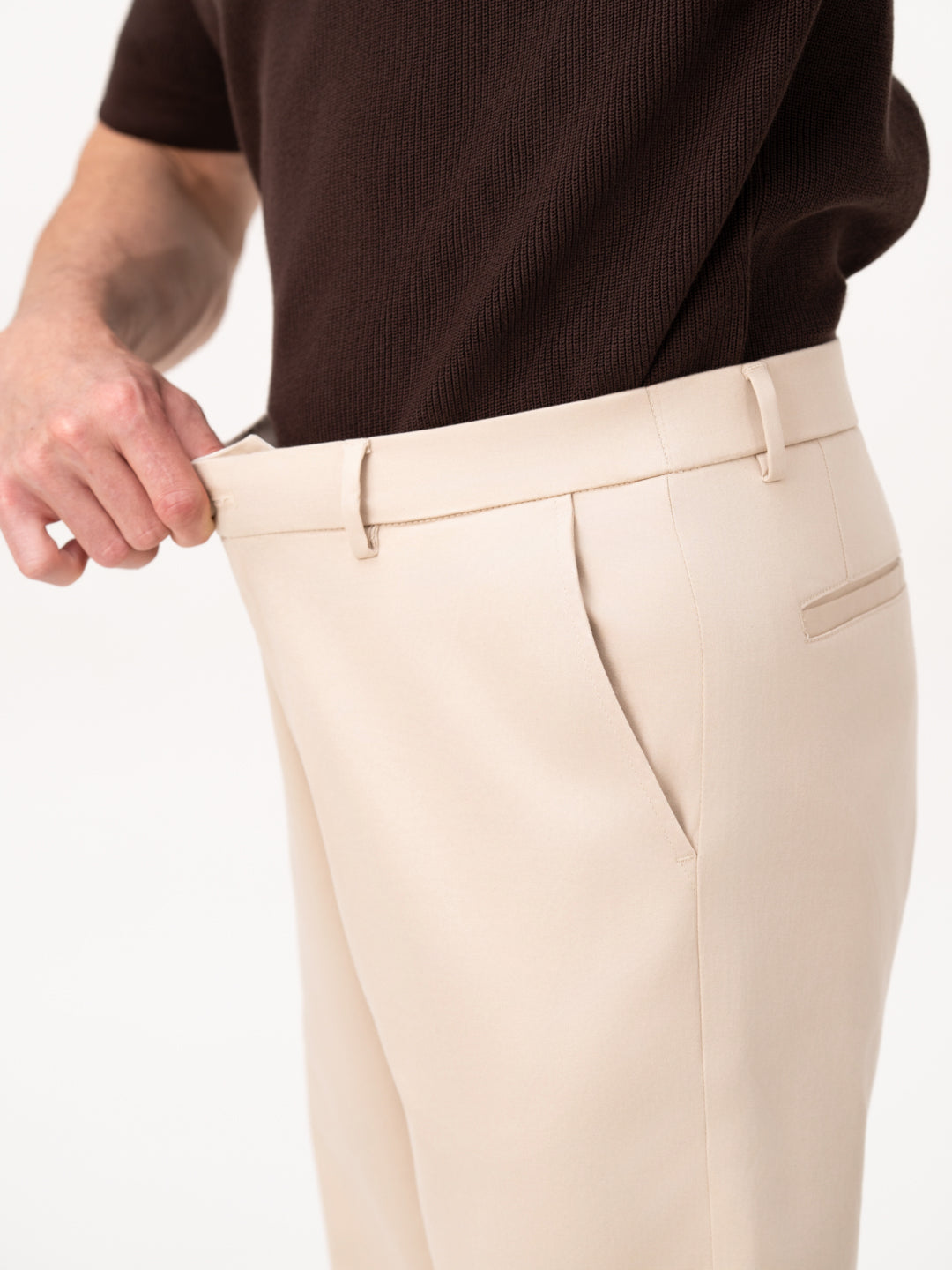 Lumora Cream Relaxed Fit Stretch Chinos for Men