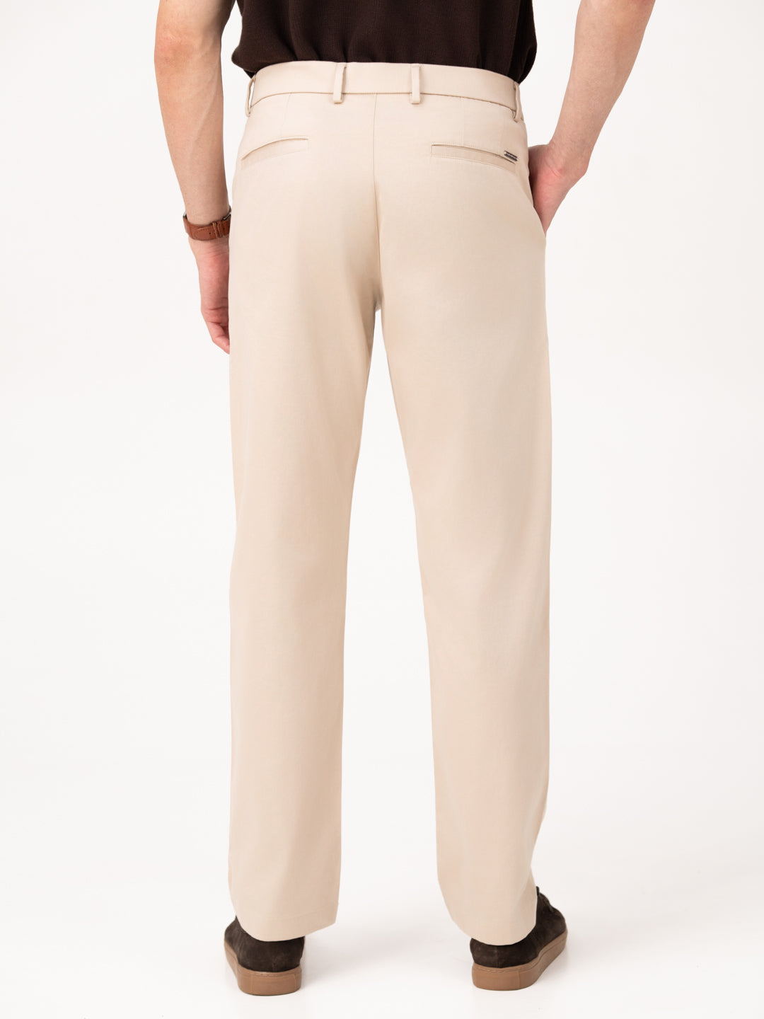 Lumora Cream Relaxed Fit Stretch Chinos for Men