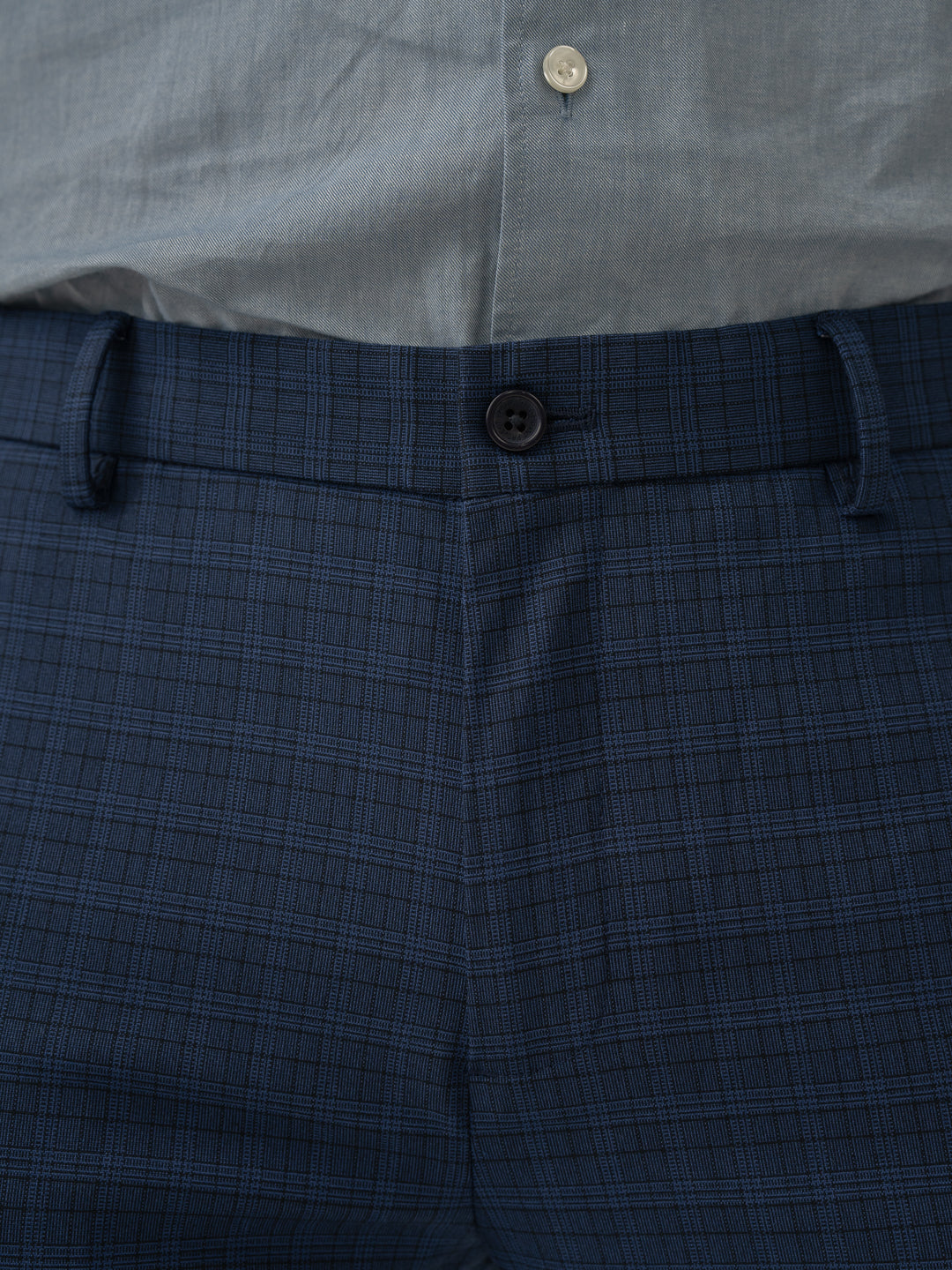 Abyss Blue Checks Stretch Formal Pants