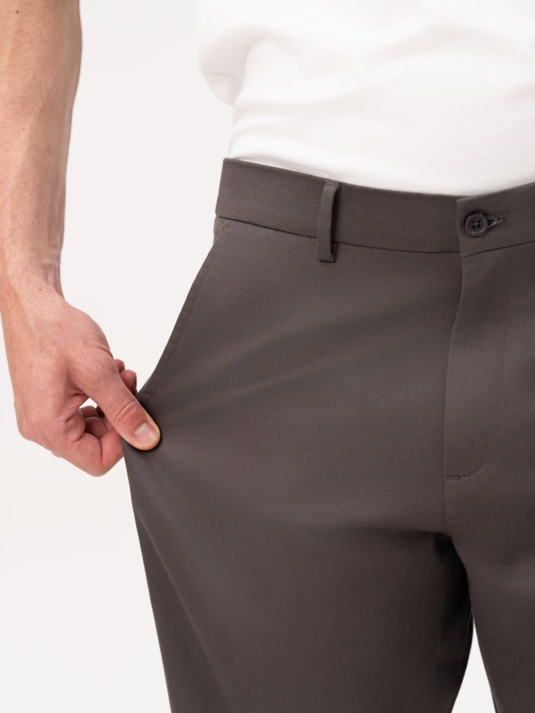 Ashvane Grey Relaxed Fit Stretch Chinos for Men