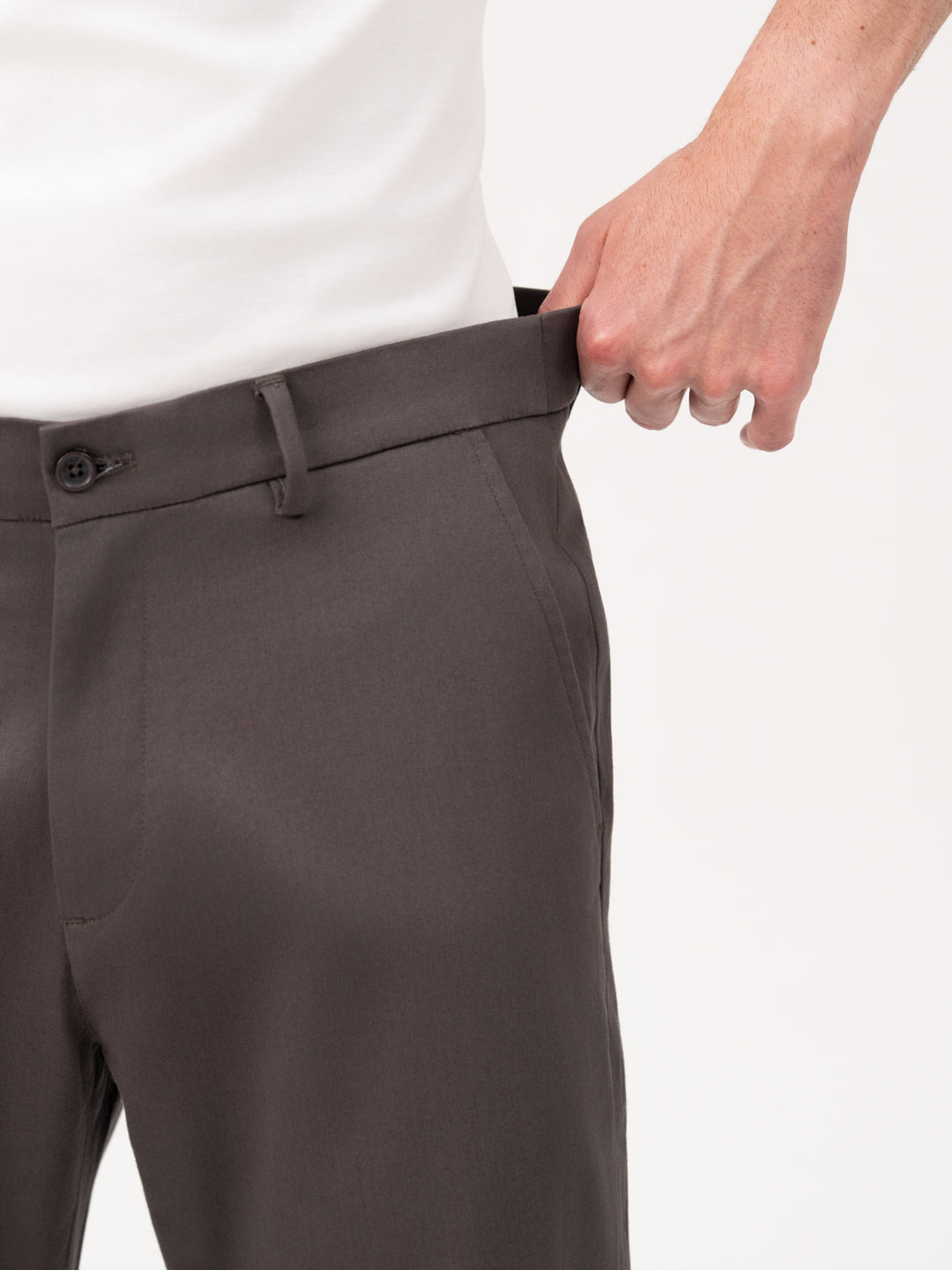 Ashvane Grey Relaxed Fit Stretch Chinos for Men