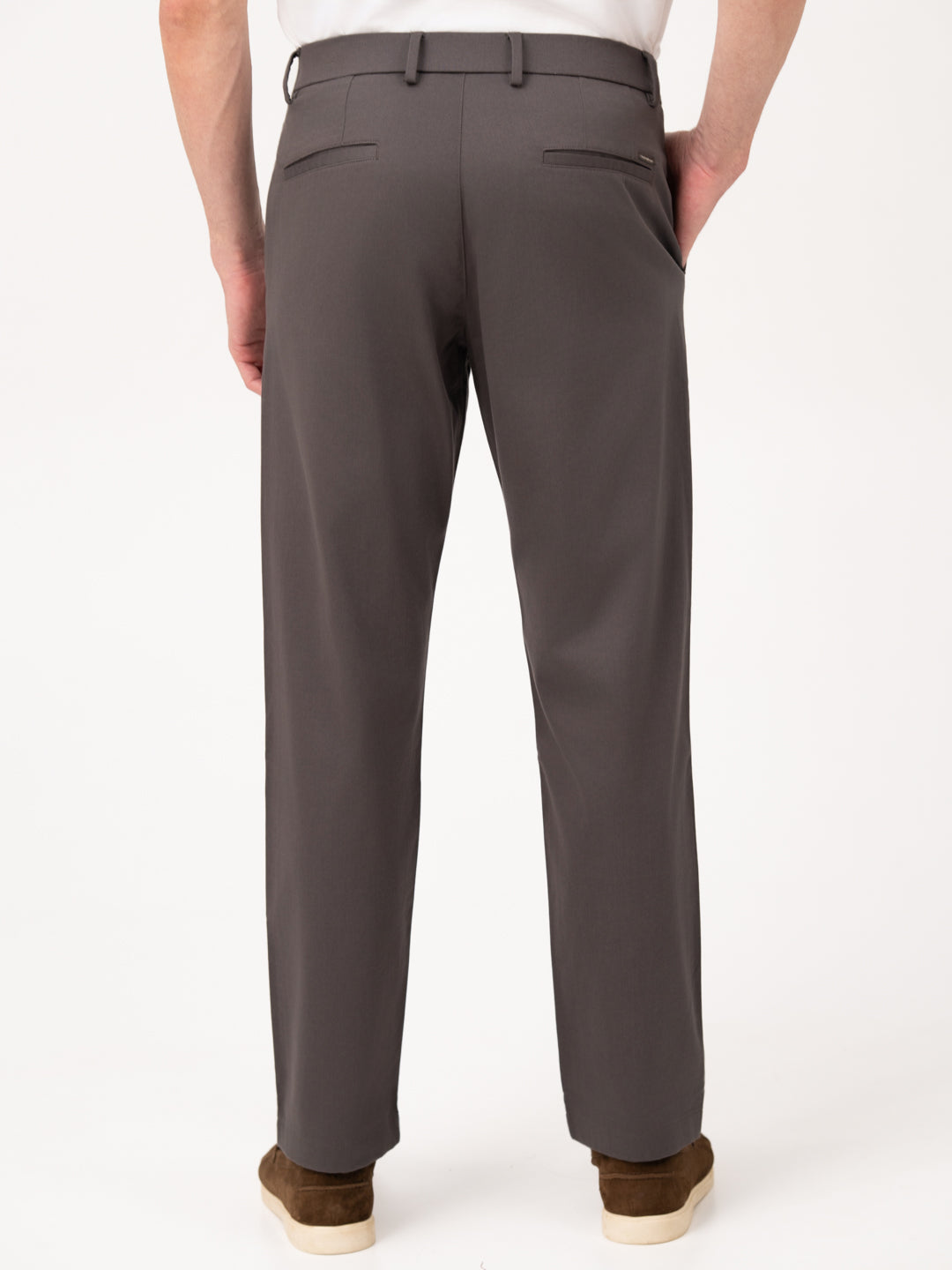 Ashvane Grey Relaxed Fit Stretch Chinos for Men