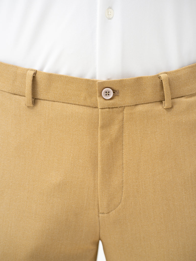 Cobblestone Khaki Textured Water Repellent Relaxed Fit Stretch Formal Pant
