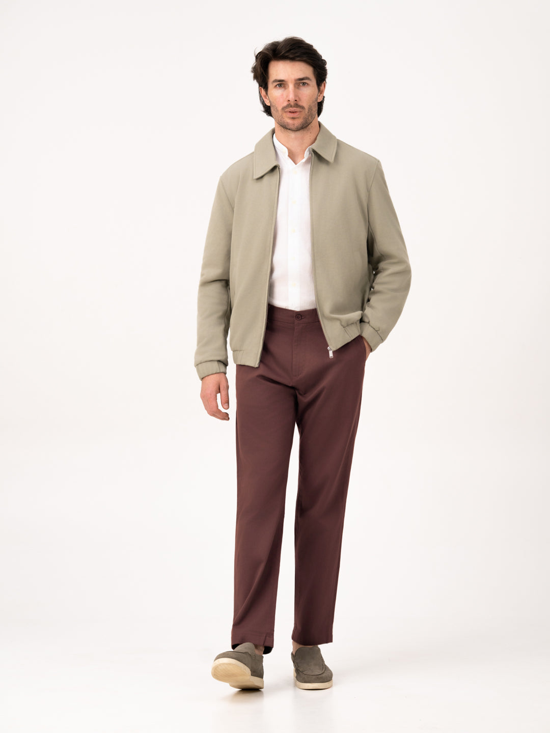 Cognora Brown Relaxed Fit Stretch Chinos for Men