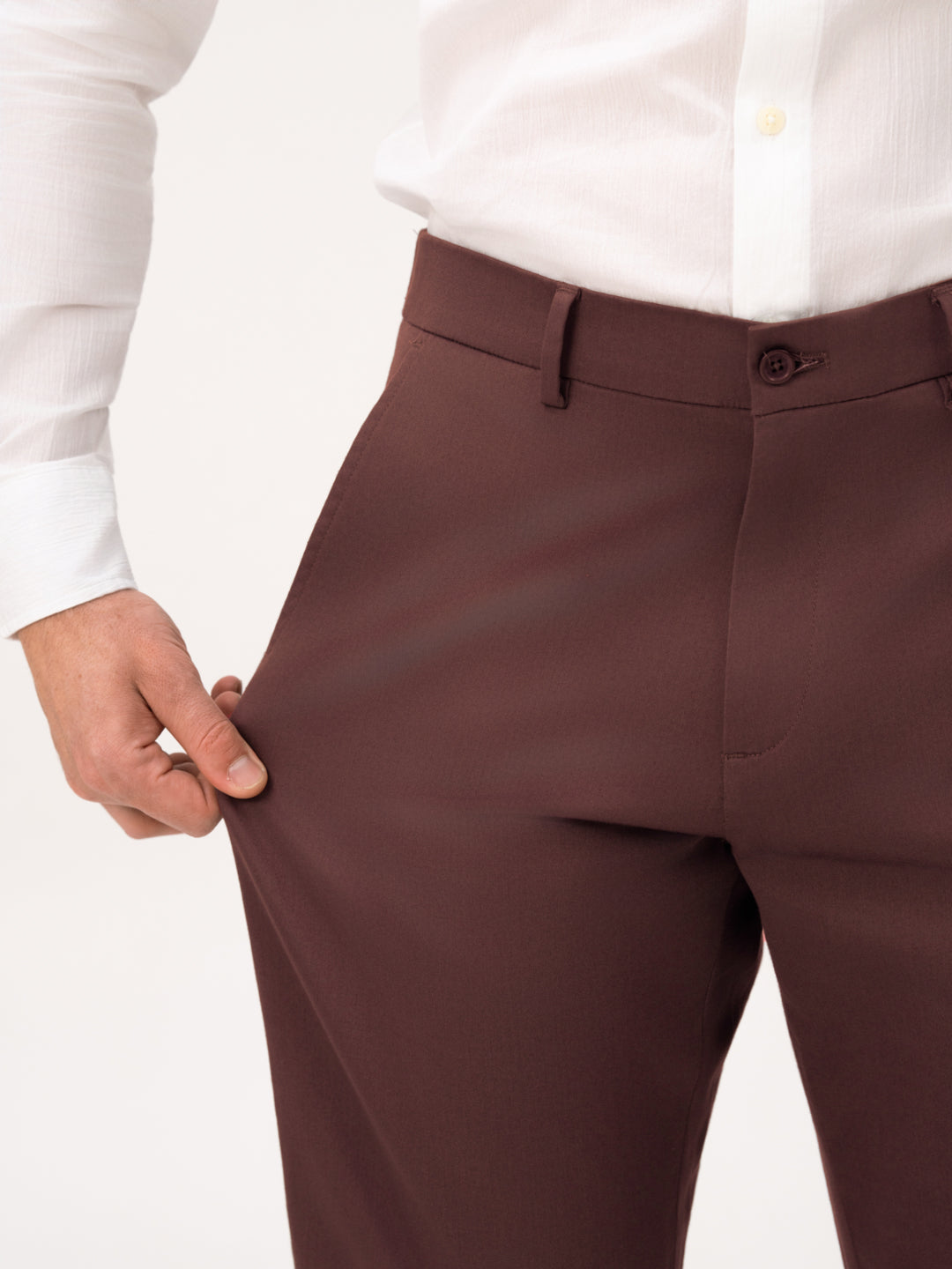 Cognora Brown Relaxed Fit Stretch Chinos for Men