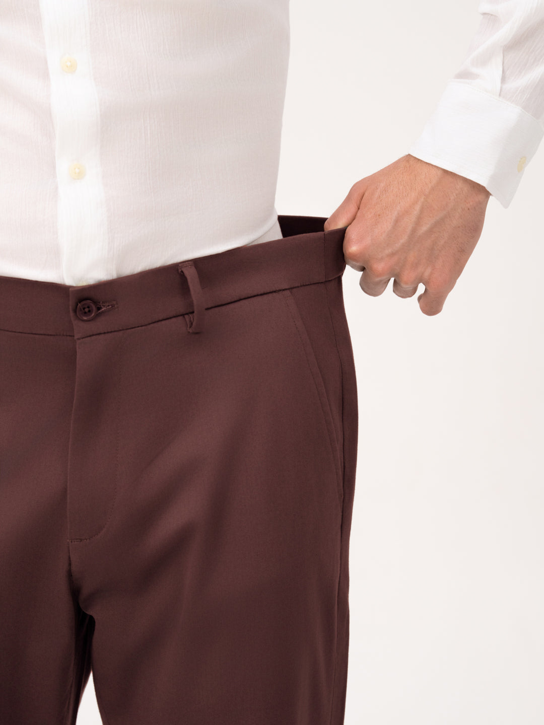 Cognora Brown Relaxed Fit Stretch Chinos for Men