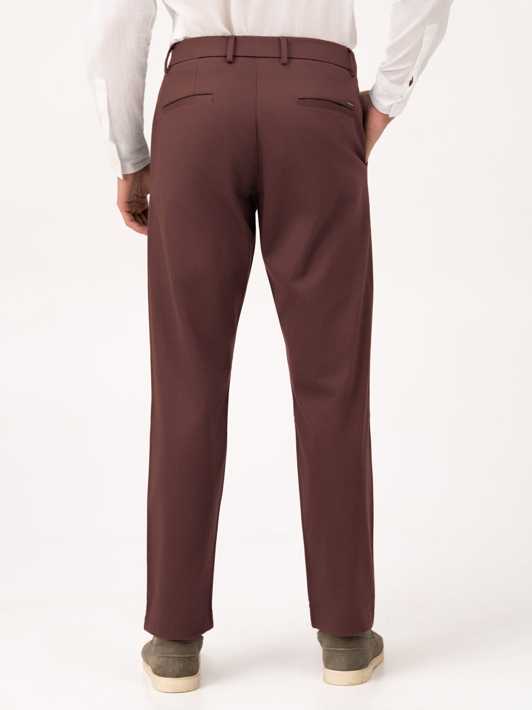 Cognora Brown Relaxed Fit Stretch Chinos for Men