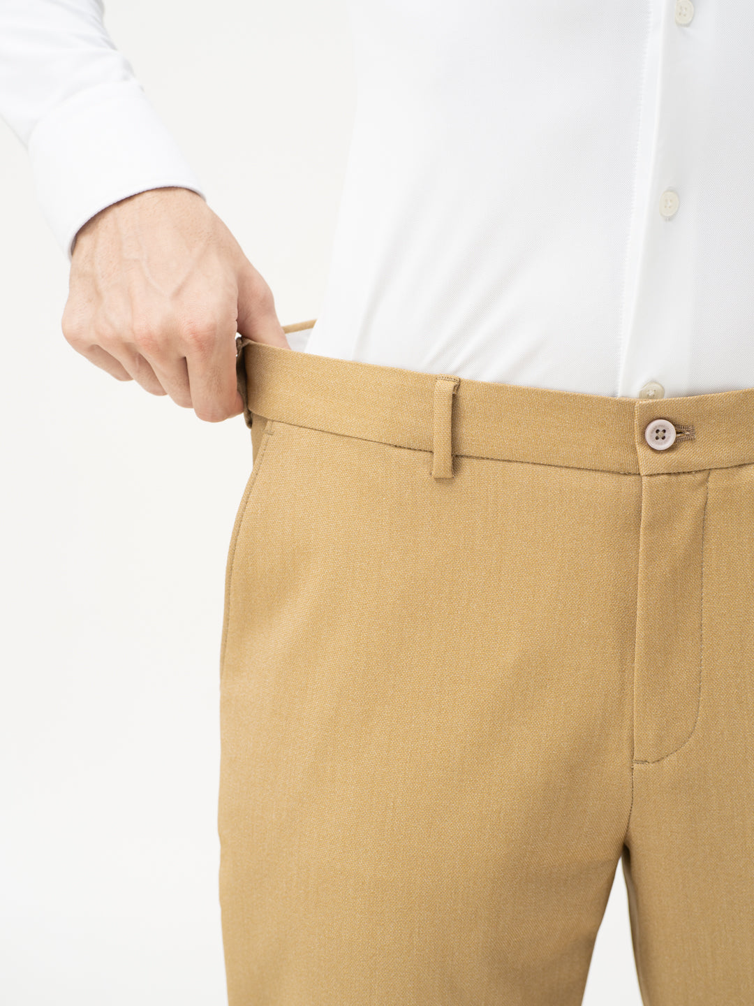 Cobblestone Khaki Textured Water Repellent Relaxed Fit Stretch Formal Pant