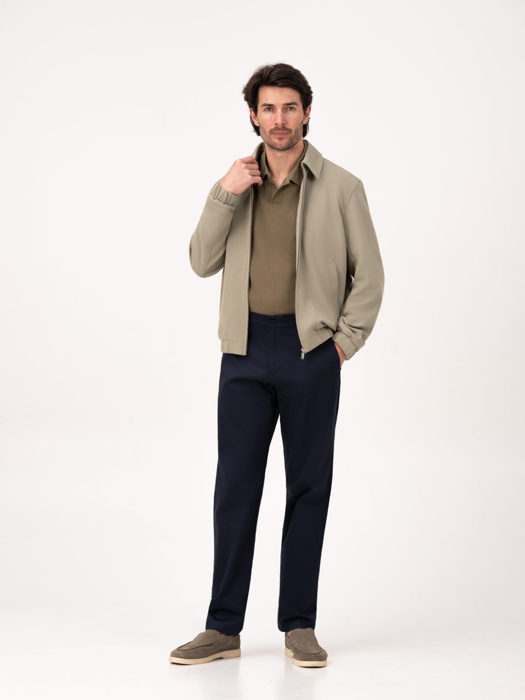 Celestra Navy Relaxed Fit Stretch Chinos for Men