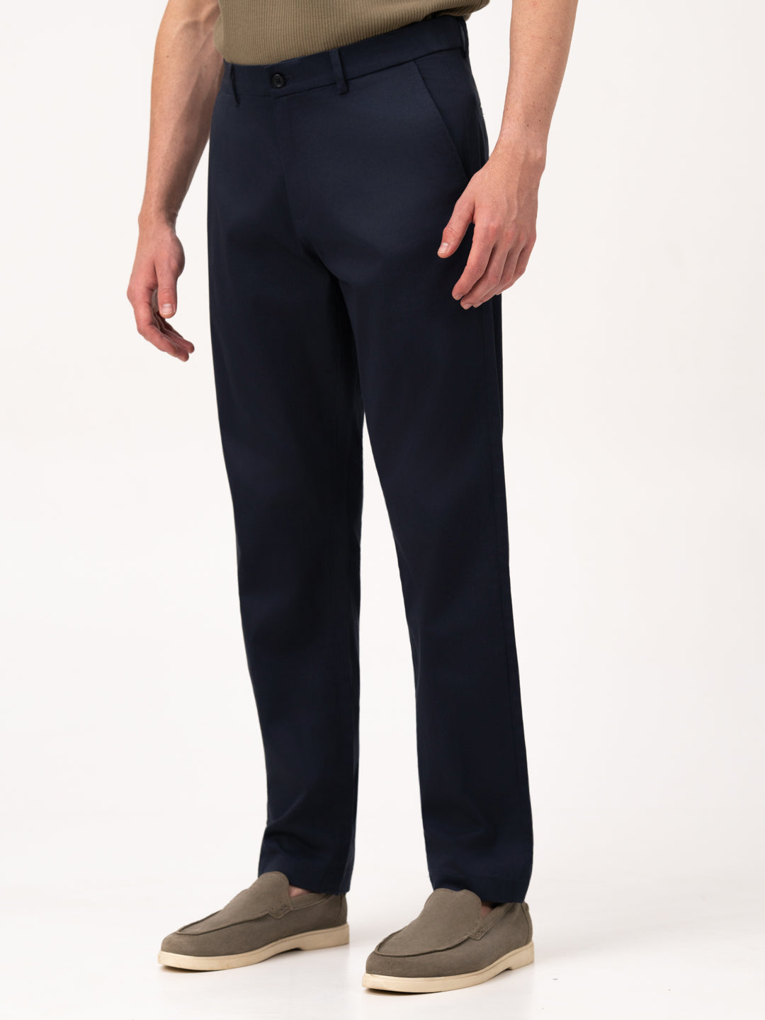 Celestra Navy Relaxed Fit Stretch Chinos for Men