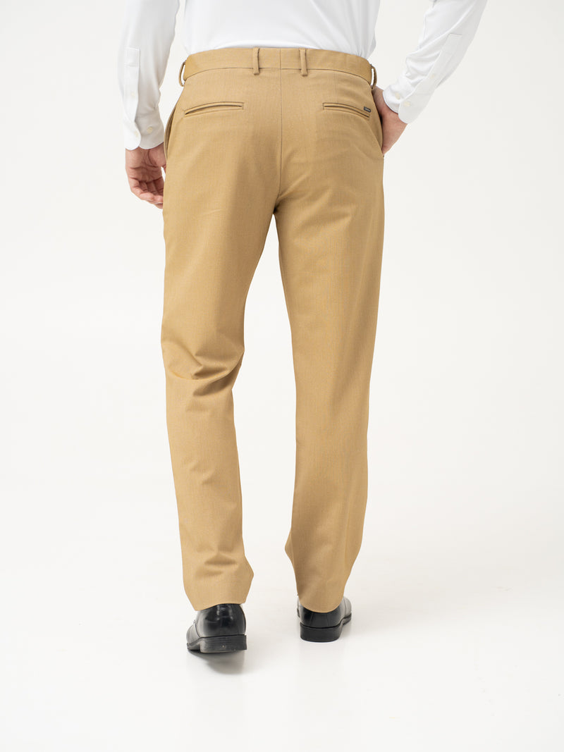 Cobblestone Khaki Textured Water Repellent Relaxed Fit Stretch Formal Pant