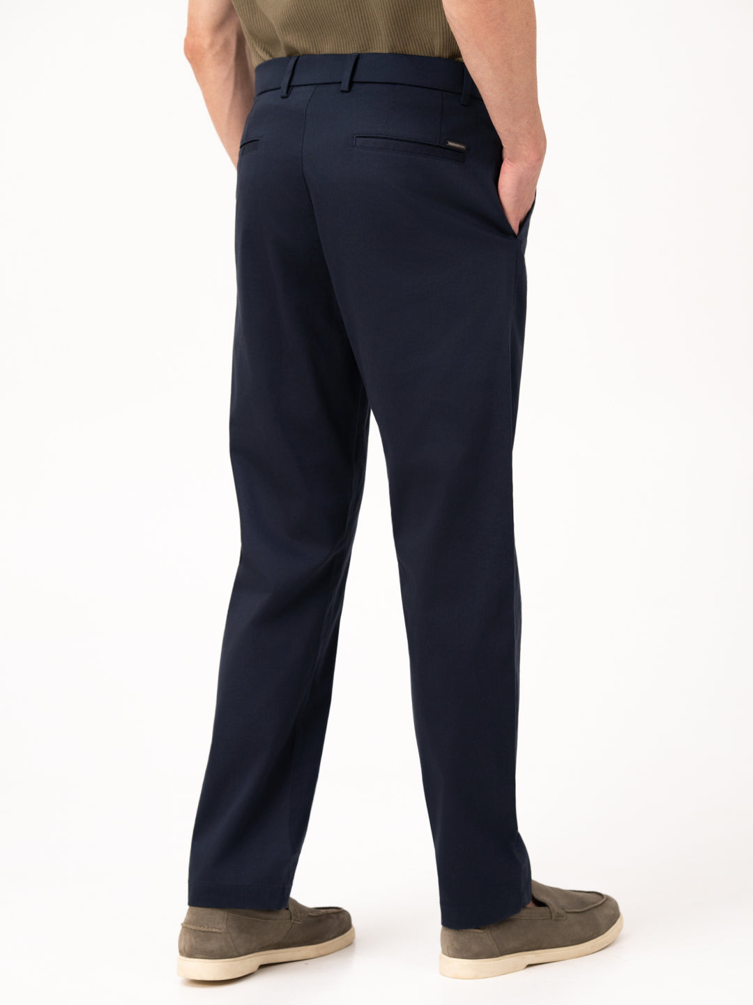 Celestra Navy Relaxed Fit Stretch Chinos for Men