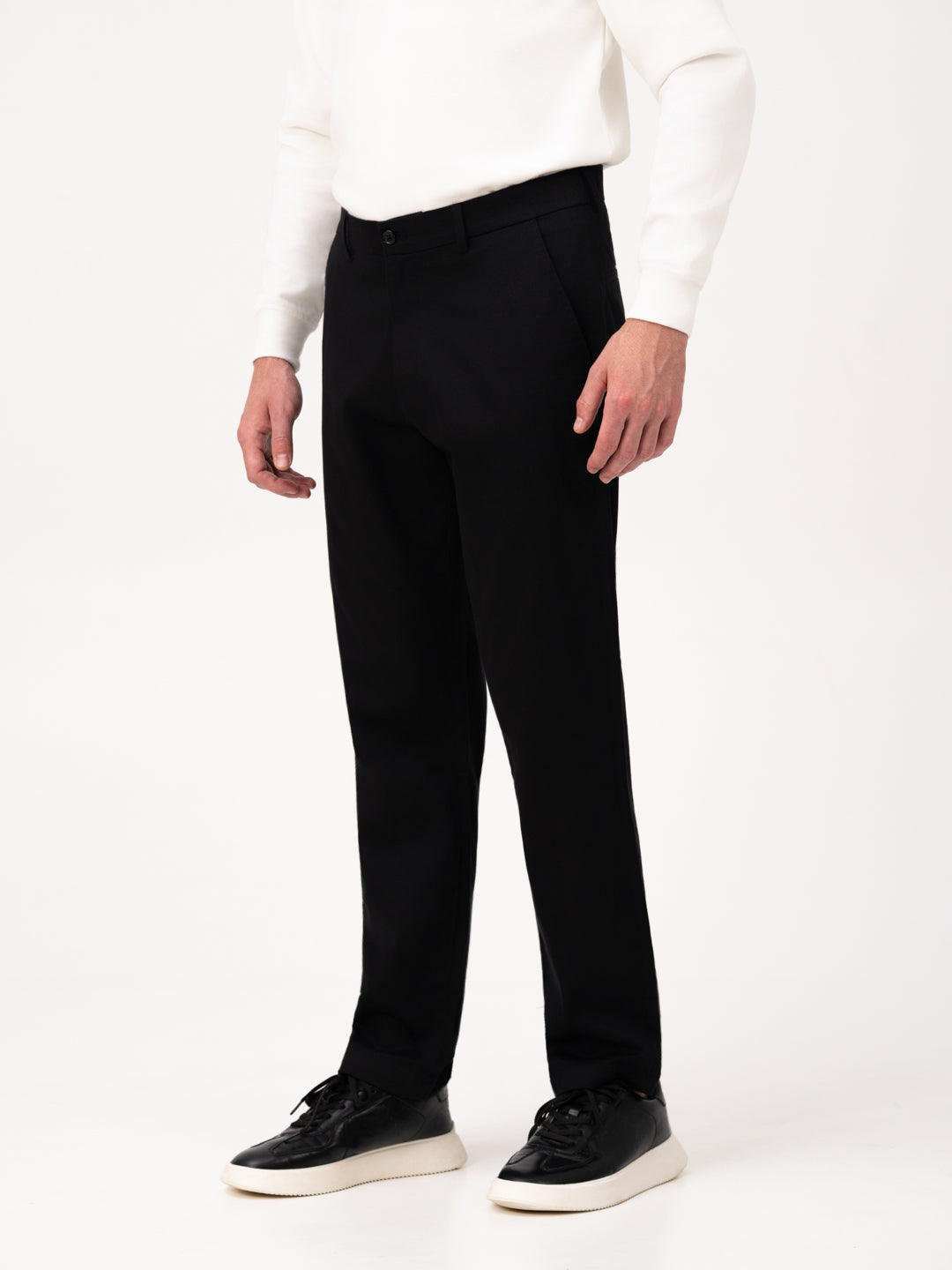 Noctara Black Relaxed Fit Stretch Chinos for Men