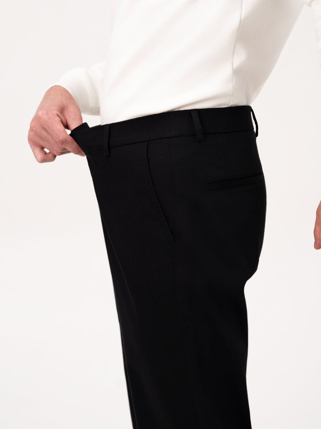 Noctara Black Relaxed Fit Stretch Chinos for Men