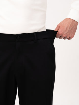 Noctara Black Relaxed Fit Stretch Chinos for Men