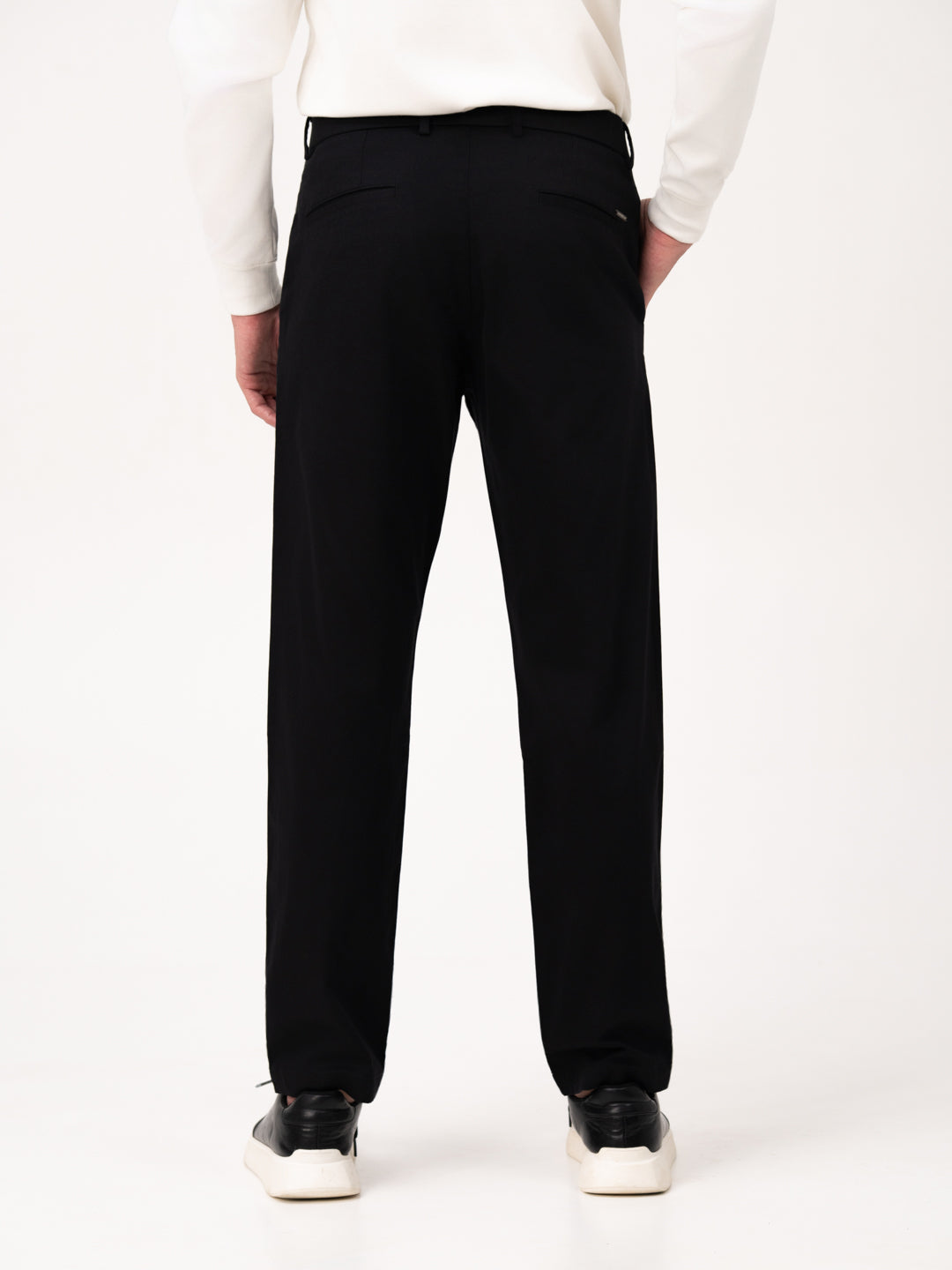Noctara Black Relaxed Fit Stretch Chinos for Men