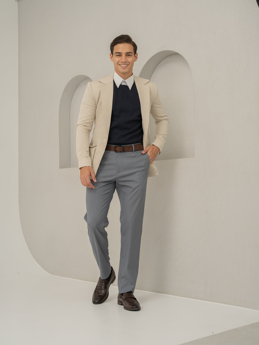 Drift Grey Mini Checks Stretch Formal Pants