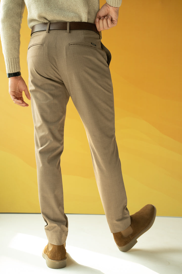 Chestnut Brown Checks Formal Pants