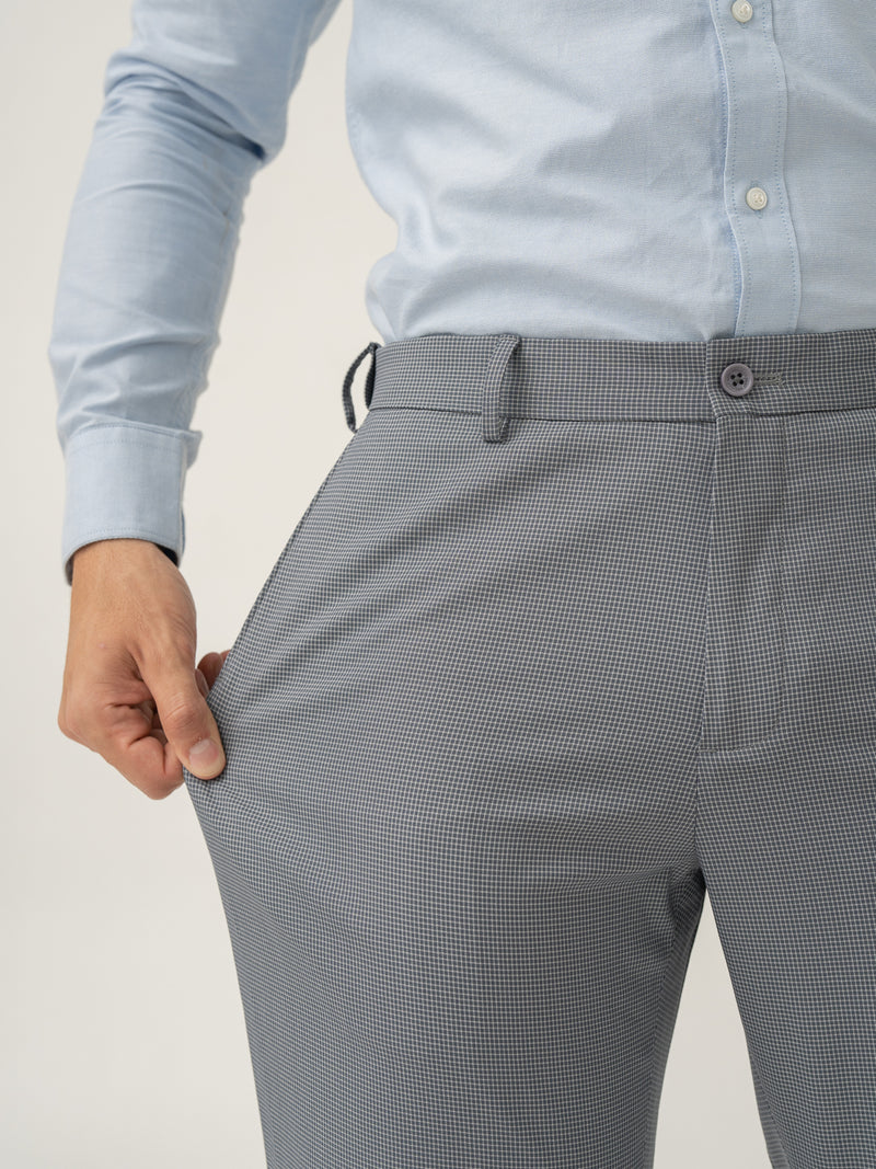 Drift Grey Mini Checks Stretch Formal Pants