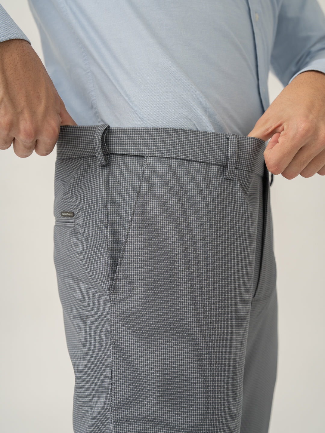 Drift Grey Mini Checks Stretch Formal Pants