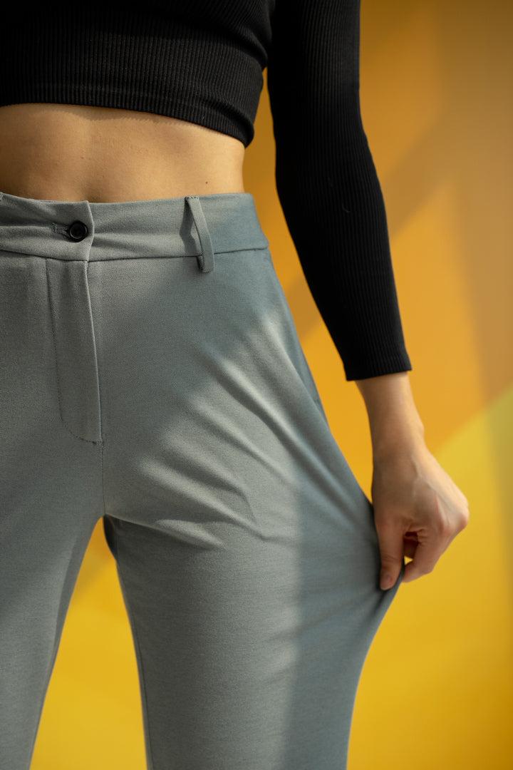 Steel Grey Power-Stretch Women Pants