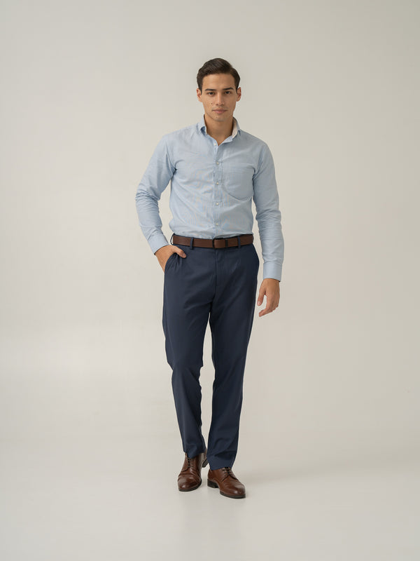 Eclipse Blue Mini Checks Stretch Formal Pants