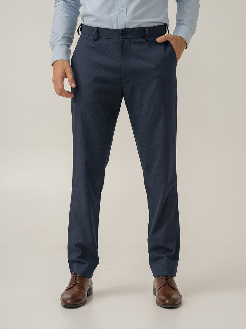 Eclipse Blue Mini Checks Stretch Formal Pants