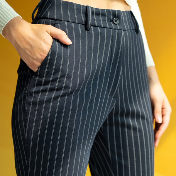 Black pinstripe pants womens online