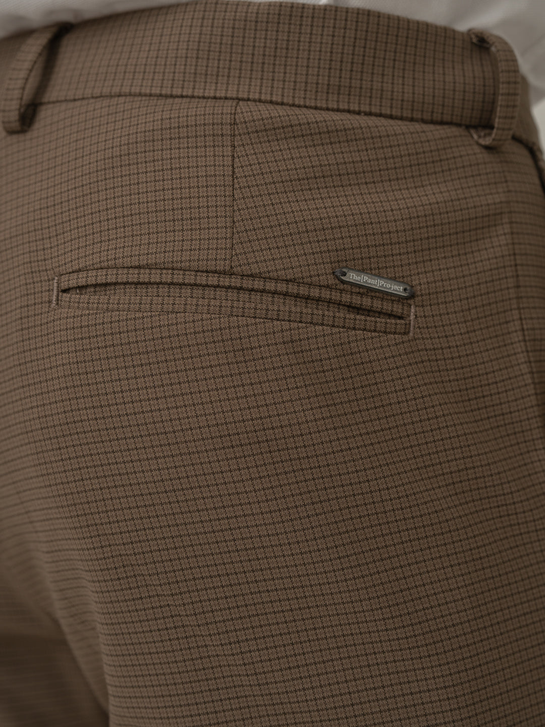 Umber Brown Micro Checks Stretch Formal Pants