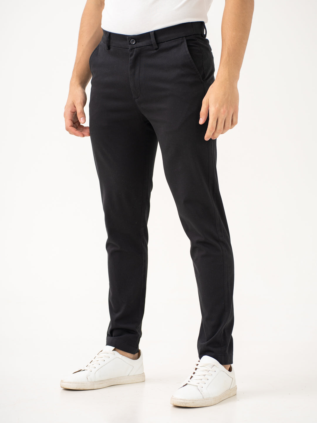 Buy Men Black Slim Fit Chinos - Main Image