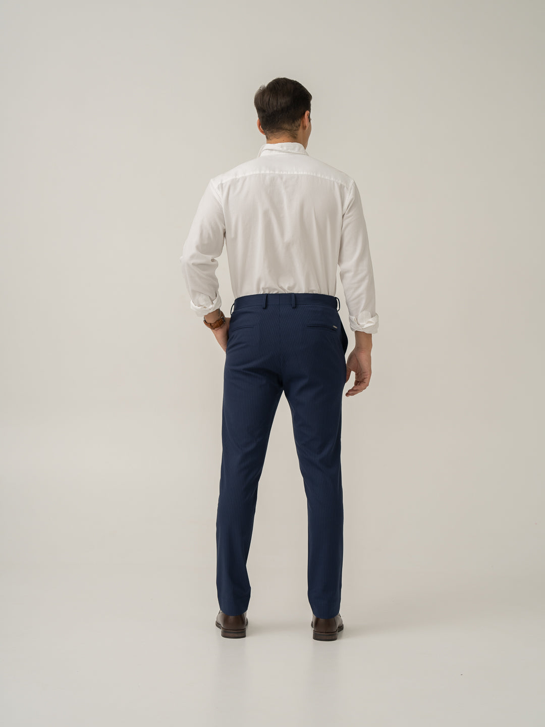 Dust Navy Stripes Stretch Formal Pants