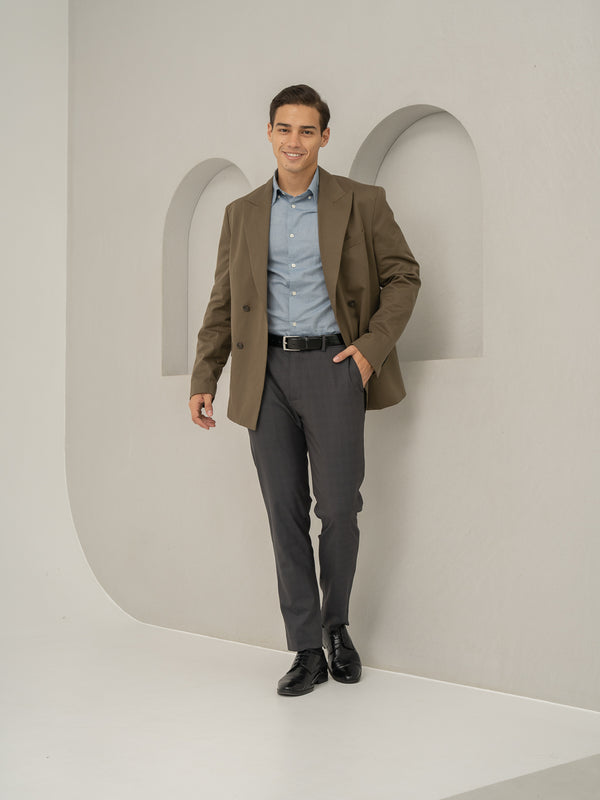 Molten Grey Checks Stretch Formal Pants