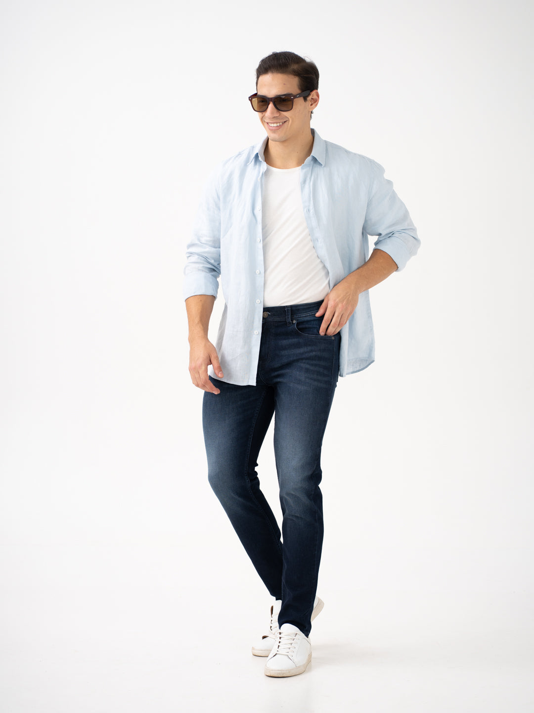 Polar Blue Whiskered Slim Fit Jeans