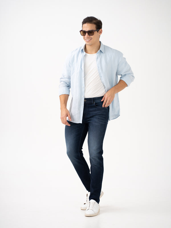 Polar Blue Whiskered Slim Fit Jeans