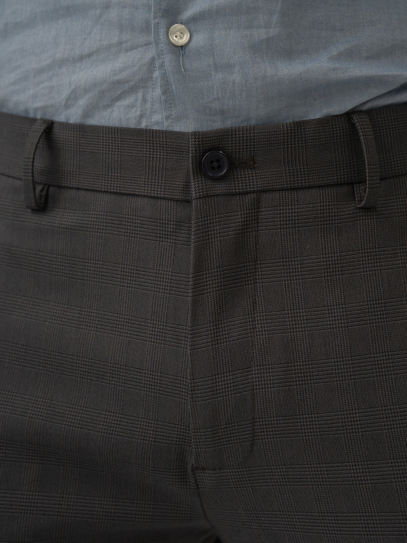 Molten Grey Checks Stretch Formal Pants