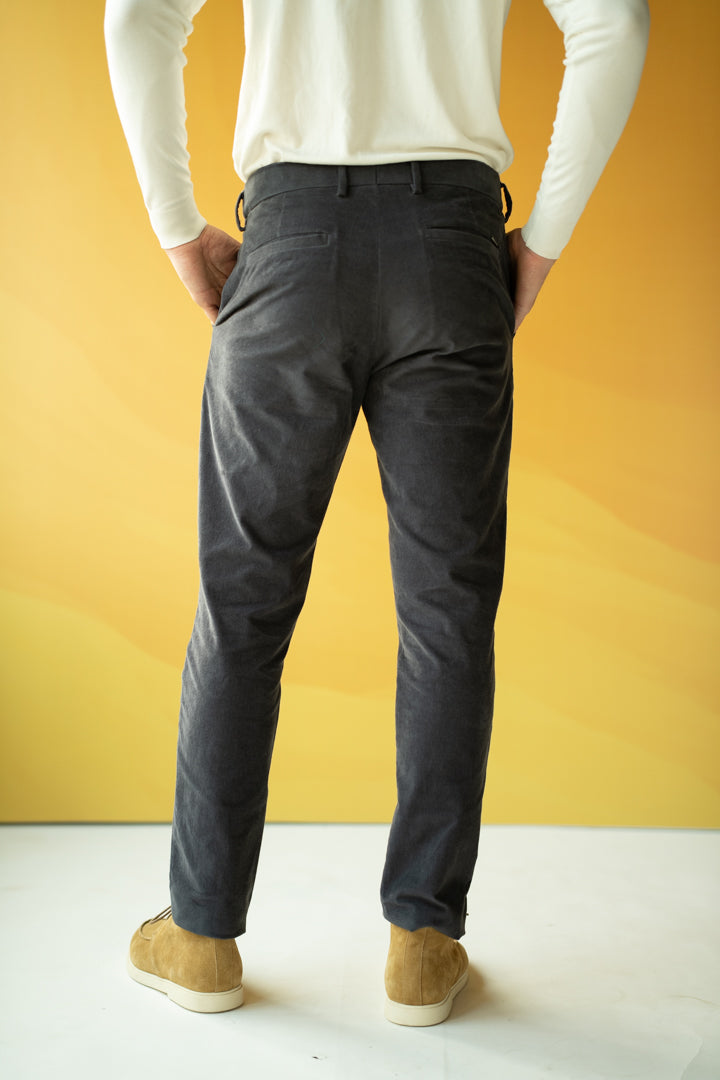 Grey Corduroy Stretch Pants - Main Image