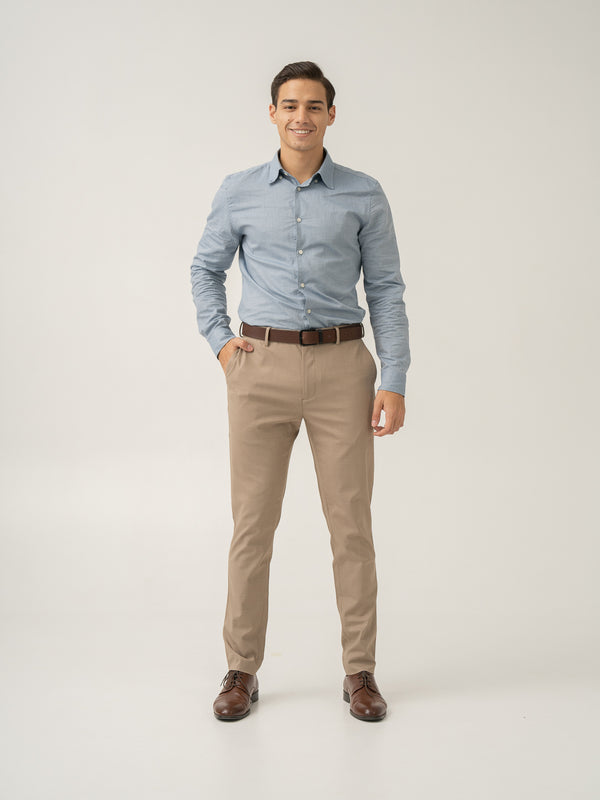 Tiramisu Beige Checks Stretch Formal Pants