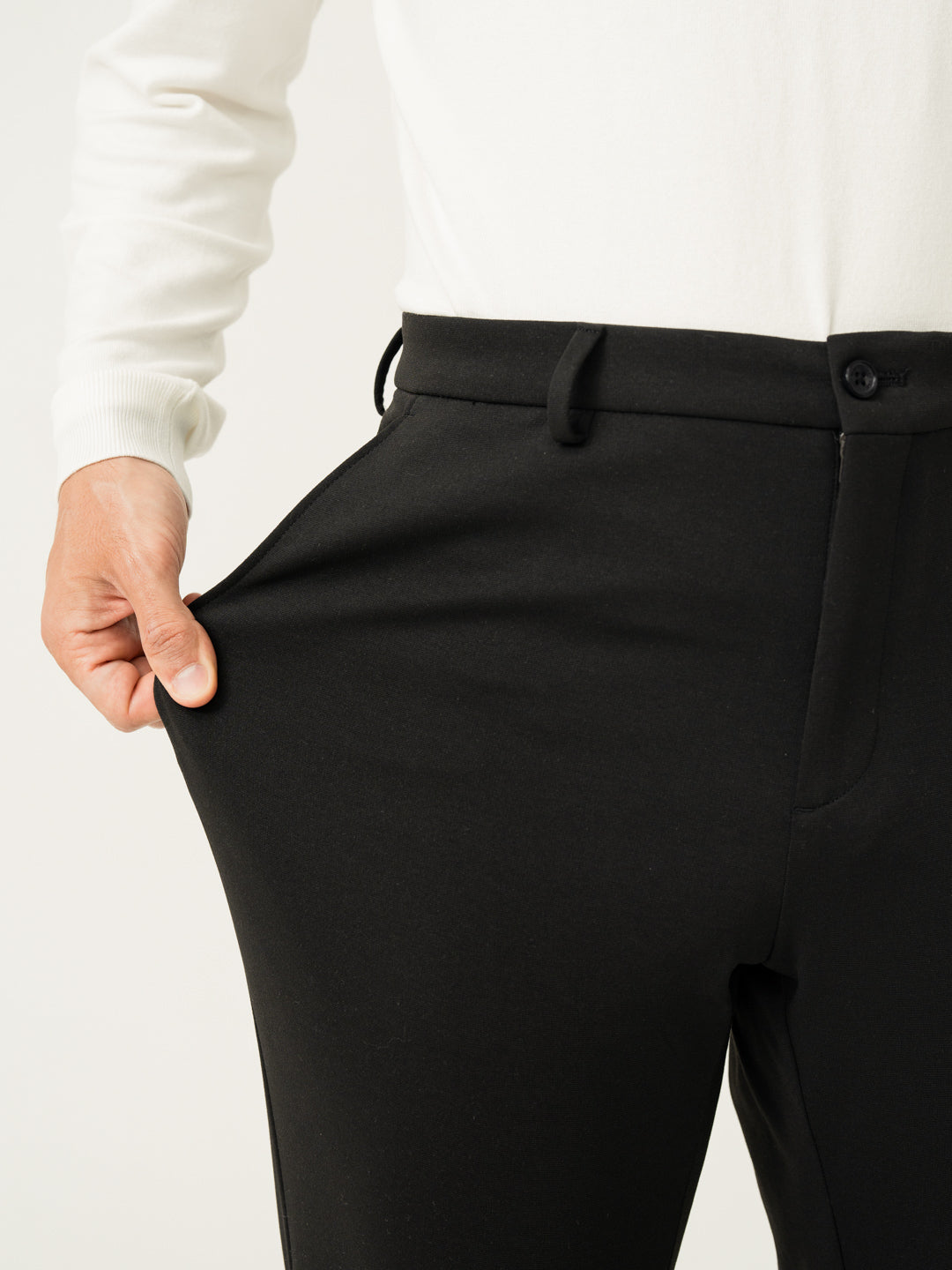 Deep Black Slim Fit Power Stretch Pants