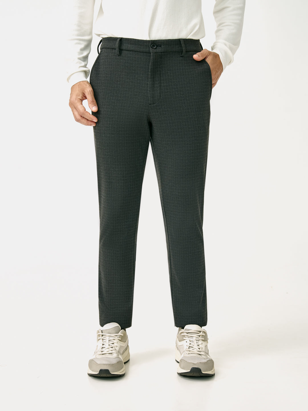 Volcanic Black Checks Power-Stretch Pants