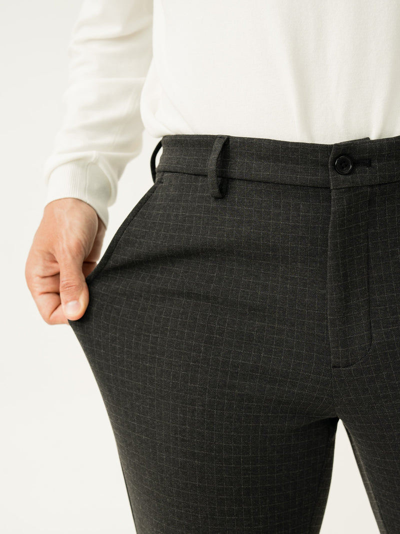 Volcanic Black Checks Power-Stretch Pants