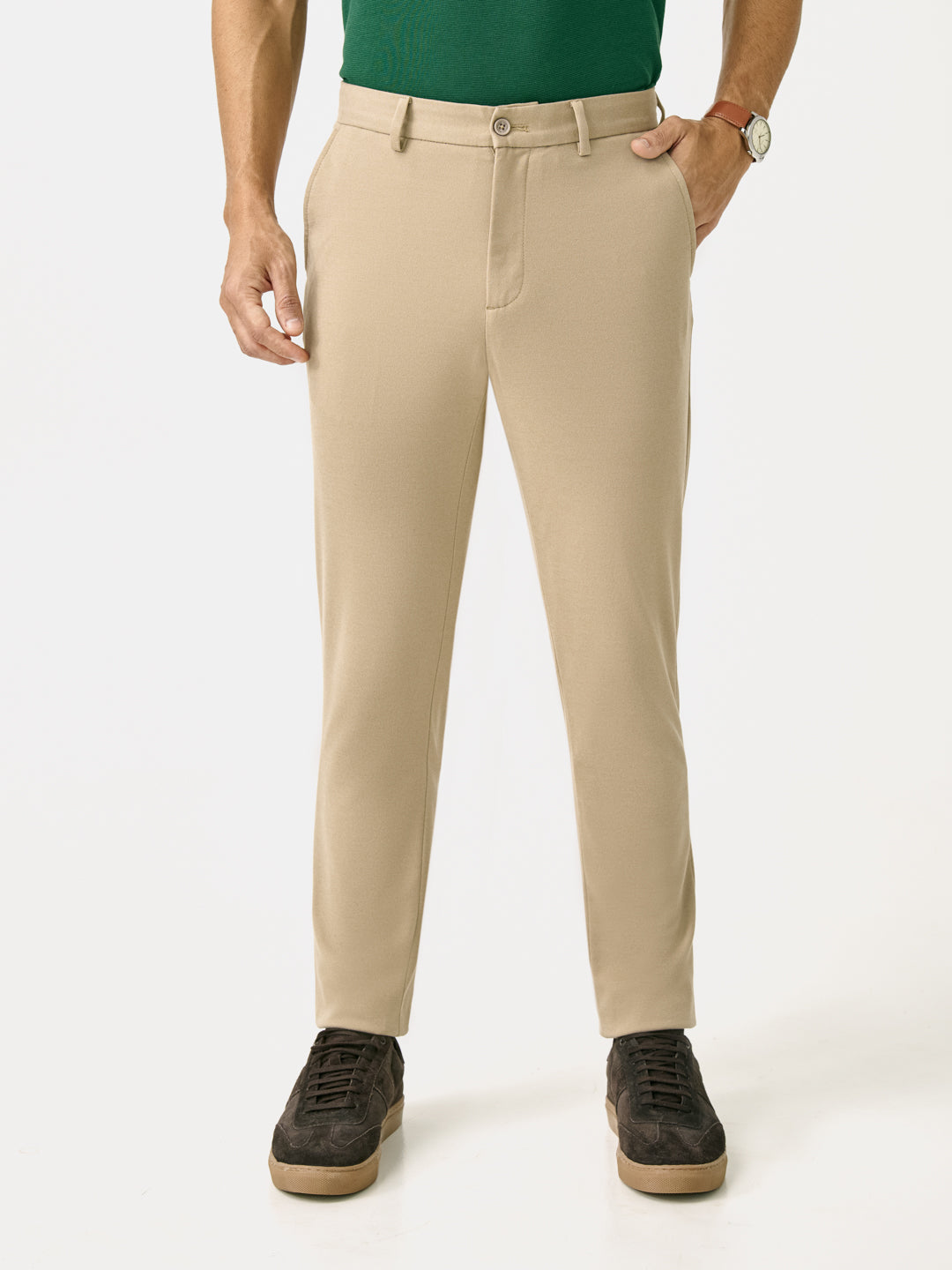 Buy Men Khaki Slim Fit Stretchable Workwear Pant Buy Men Khaki Slim Fit Stretchable Workwear Pant