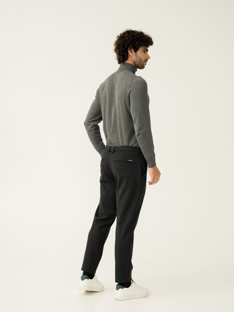 Iron Black Twill Structured Power-Stretch Pants