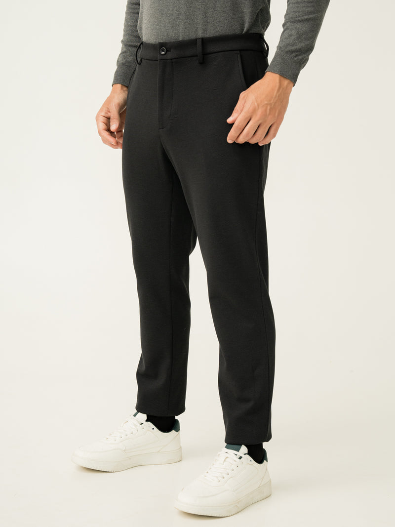 Iron Black Twill Structured Power-Stretch Pants