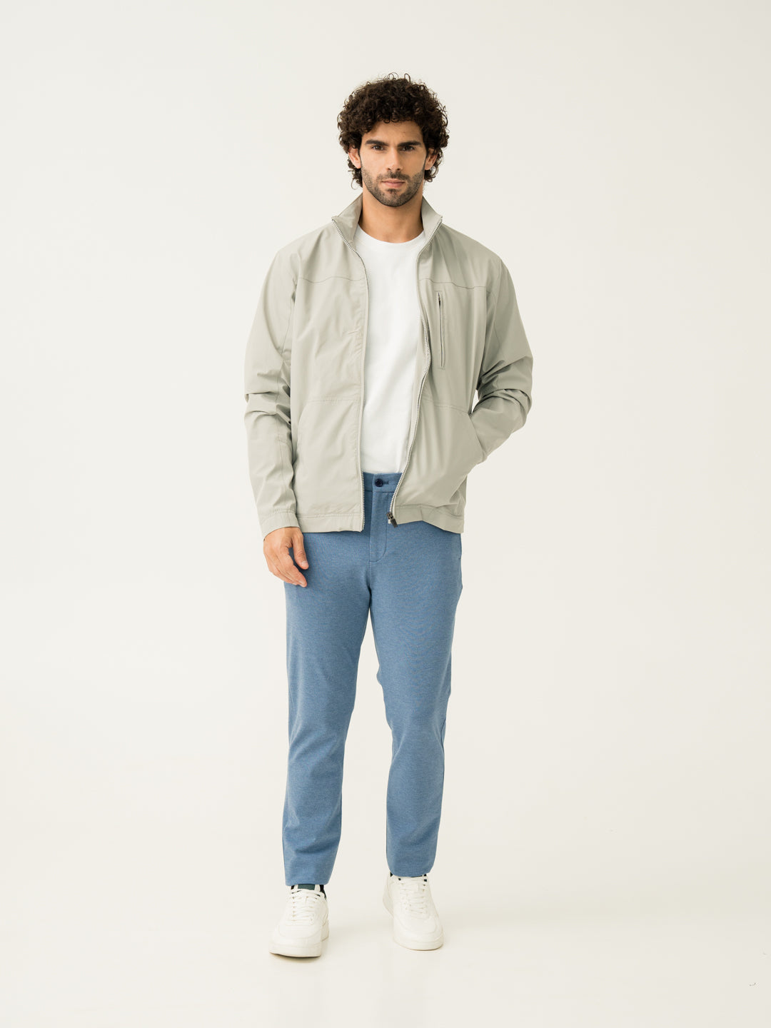 Tidal Blue Melange Power Stretch Slim Fit Pants