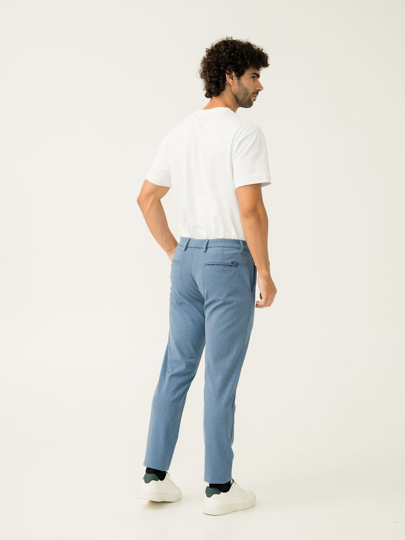 Tidal Blue Melange Power Stretch Slim Fit Pants