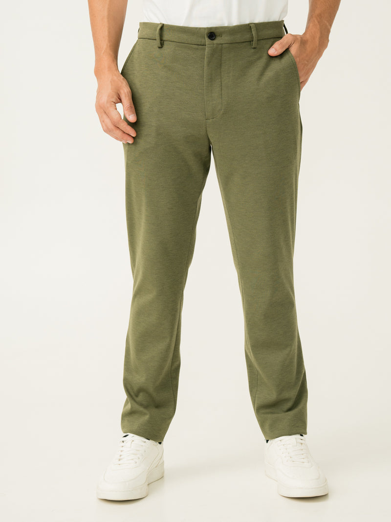 Greek Olive Green Slim Fit Power Stretch Pants