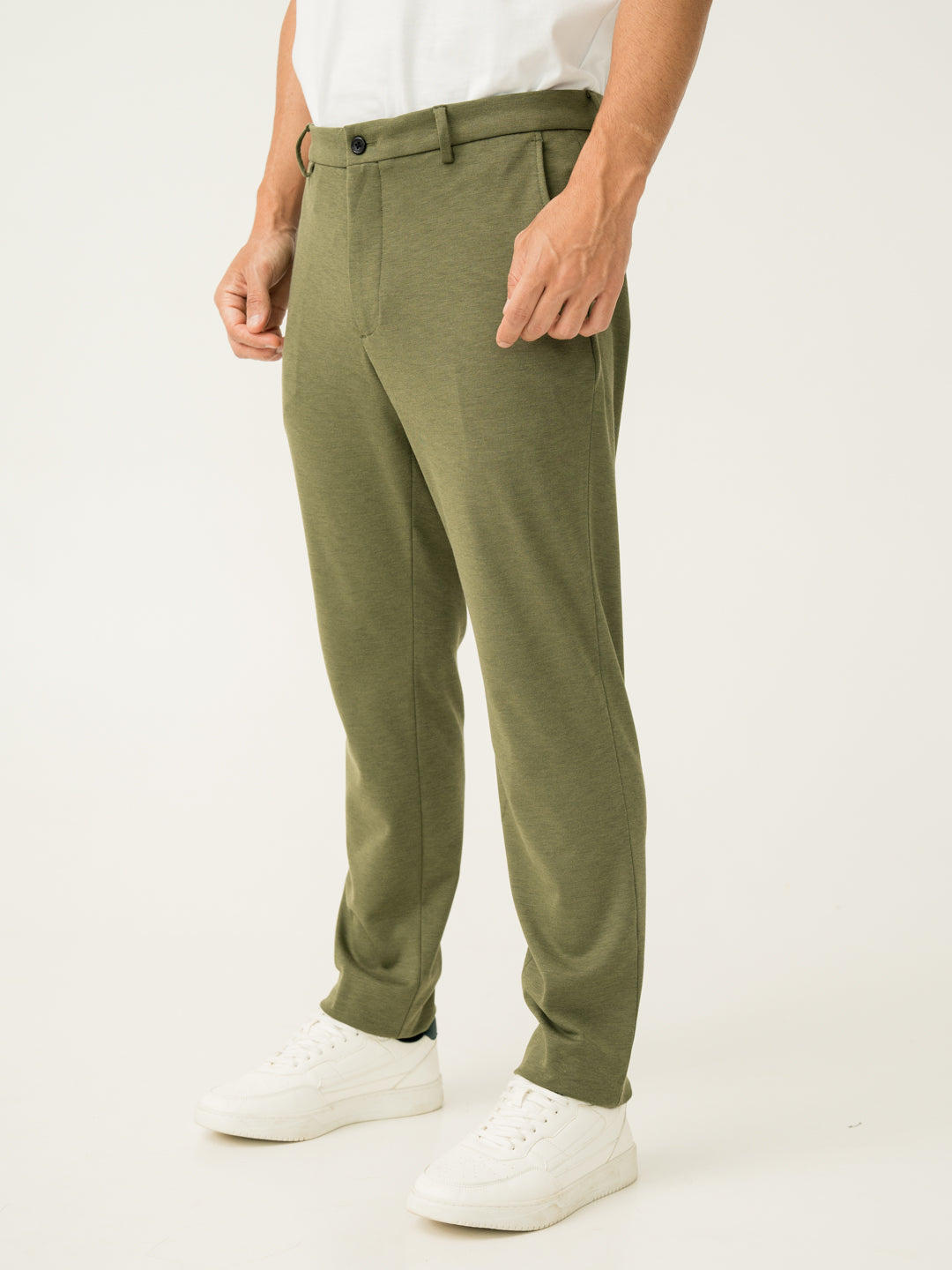 Greek Olive Green Slim Fit Power Stretch Pants